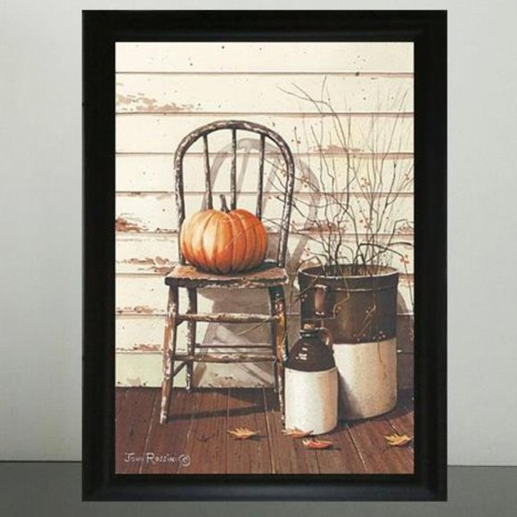 Pumpkin & Chair - Framed Art By John Rossini